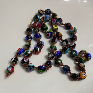 Millefiori Glass Bead Broken Necklace